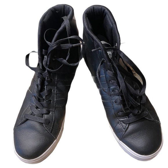 ❤️ ADIDAS WOMENS BLACK HI TOP CLOUDFOAM SNEAKERS 9 - Picture 1 of 7